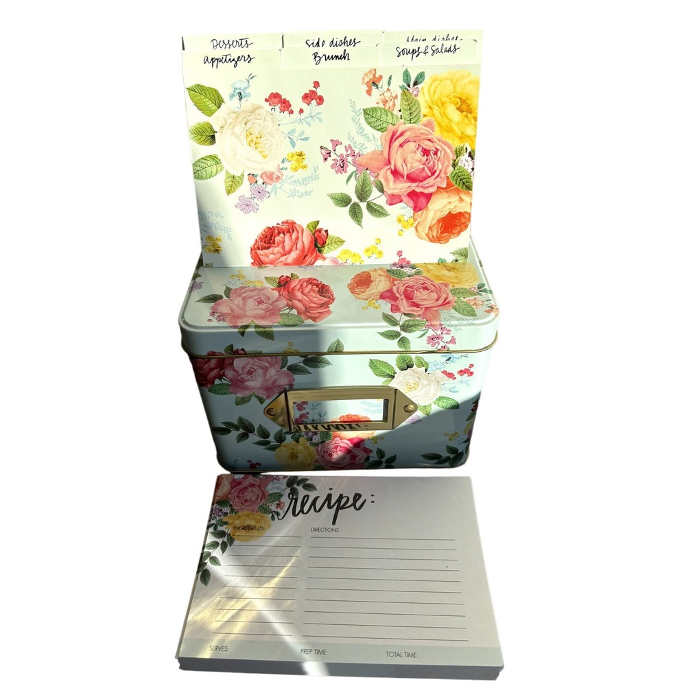 Floral Tin Recipe Box by The Paper Studio